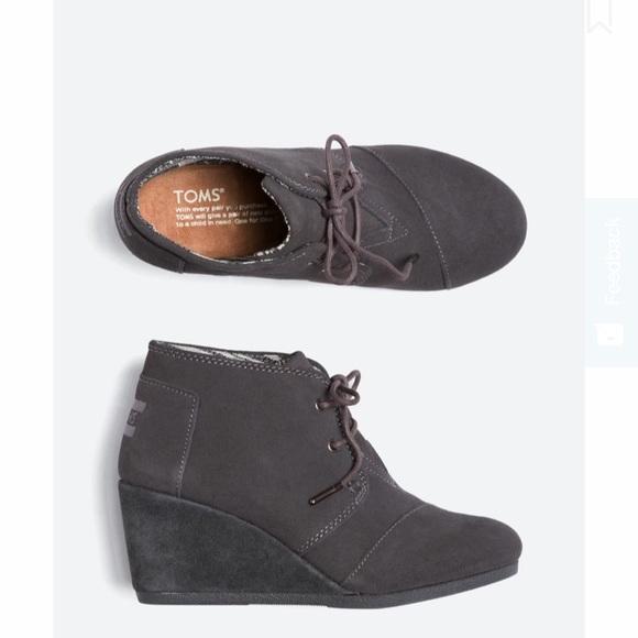 Toms Shoes - TOMS Gray Lace-up Wedge Bootie